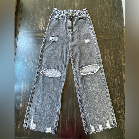 SHEIN Highrise Distressed Black Jeans. Size XS - Picture 1 of 9